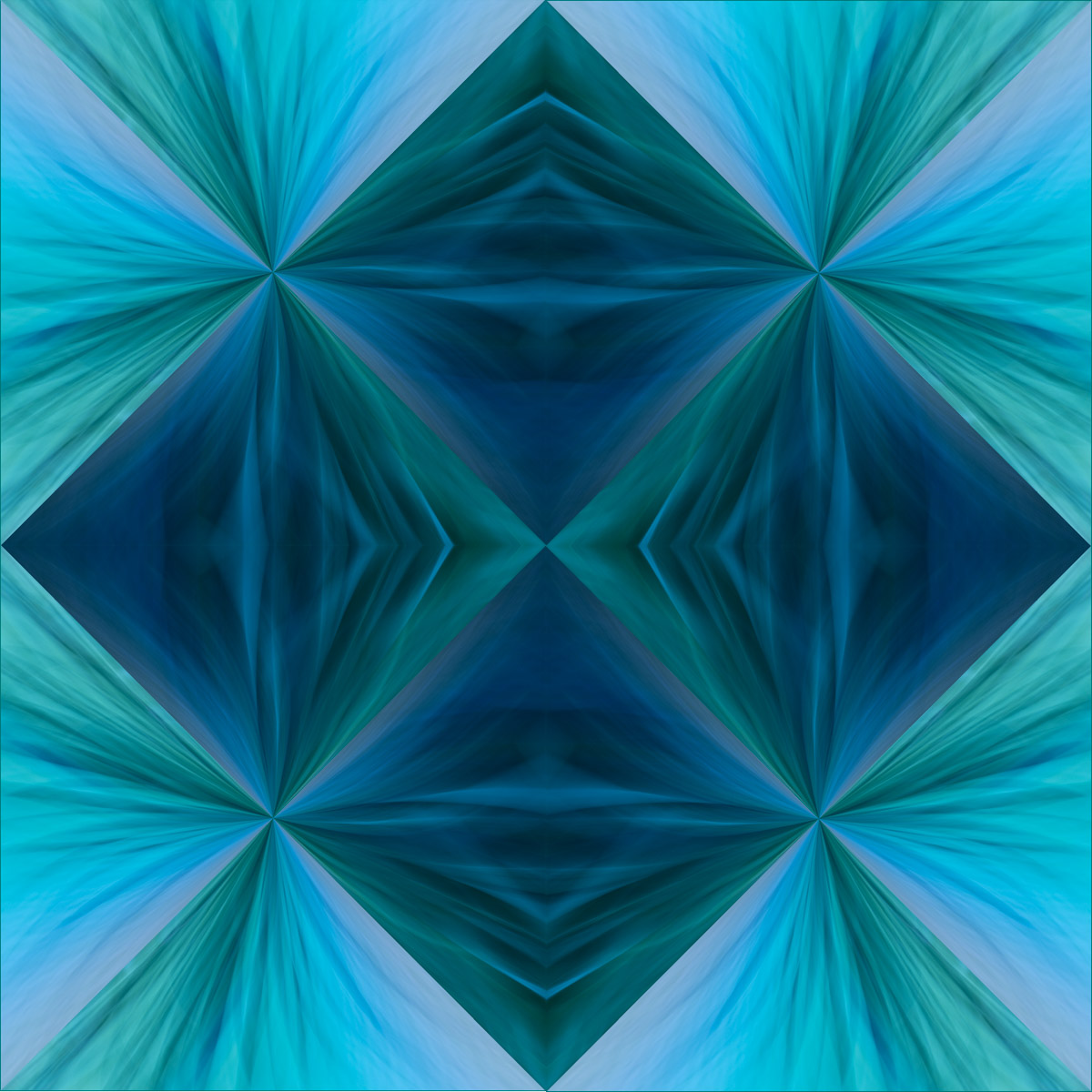 A blue and green abstract image with a diamond pattern.