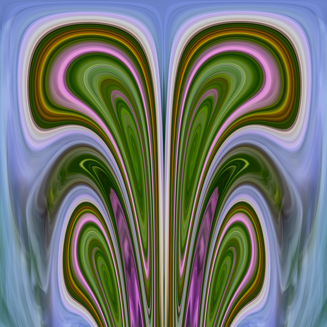 A colorful abstract image of the top of a plant.