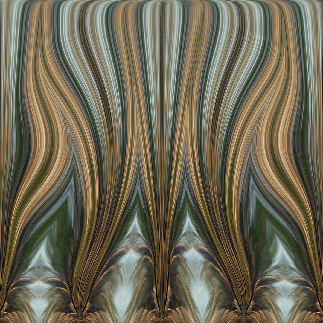 A painting of an abstract pattern in brown and green.