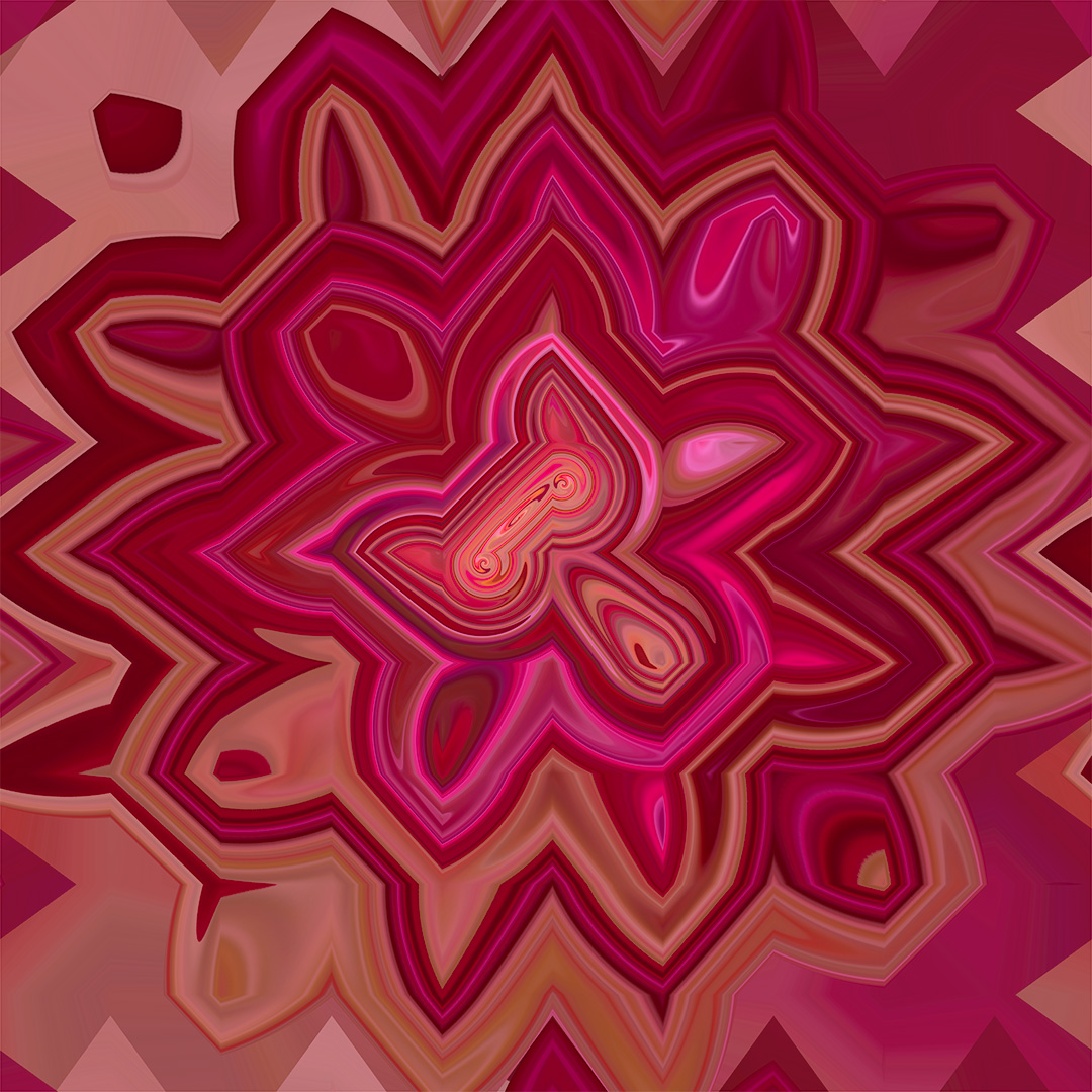 A red and pink abstract image with swirls.