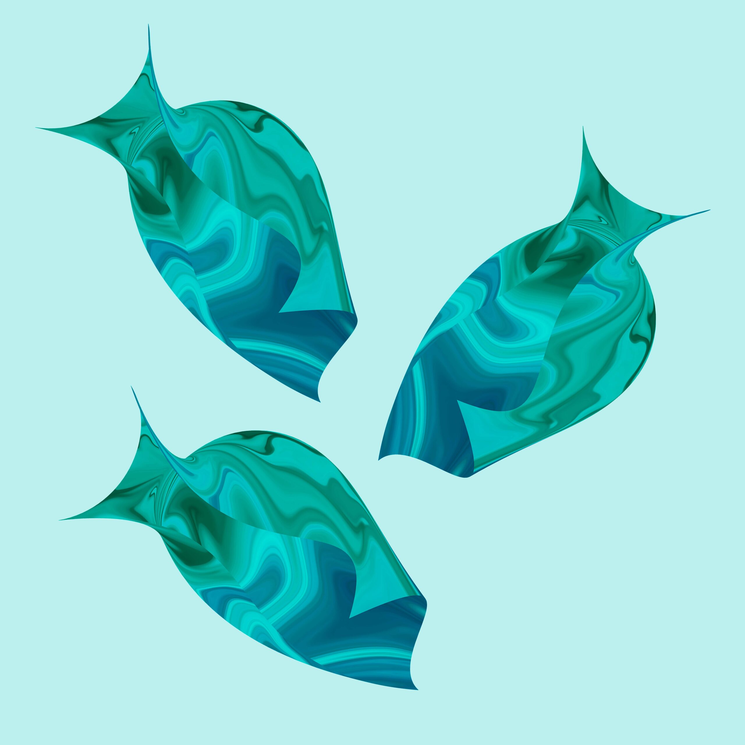 Three blue fish are shown in a square.