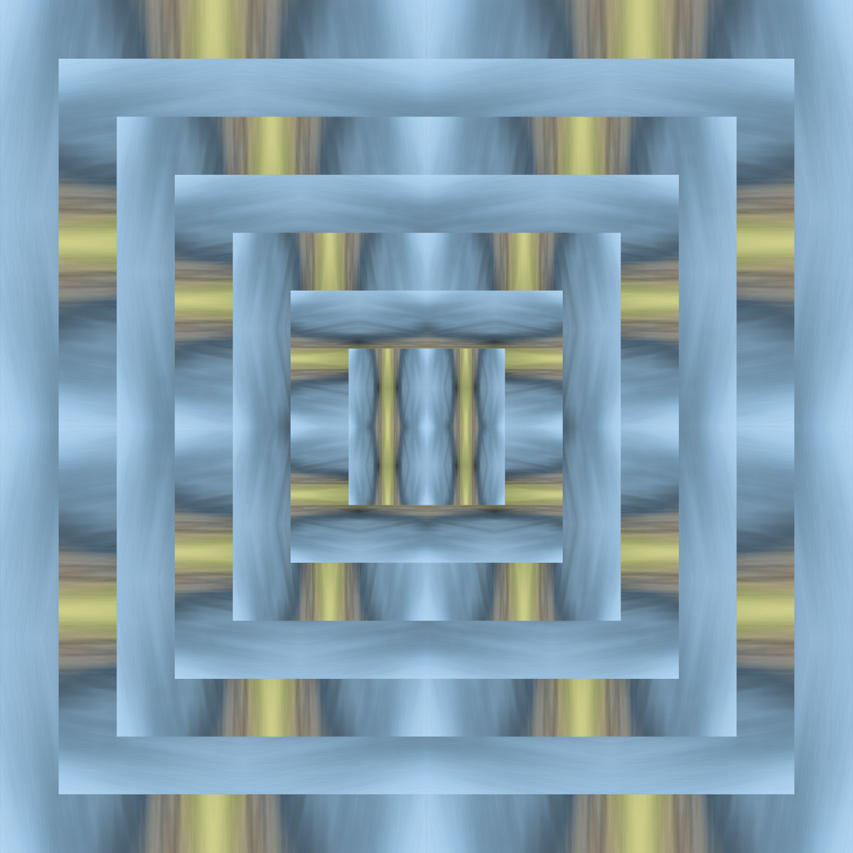 A square pattern with gold and silver lines.